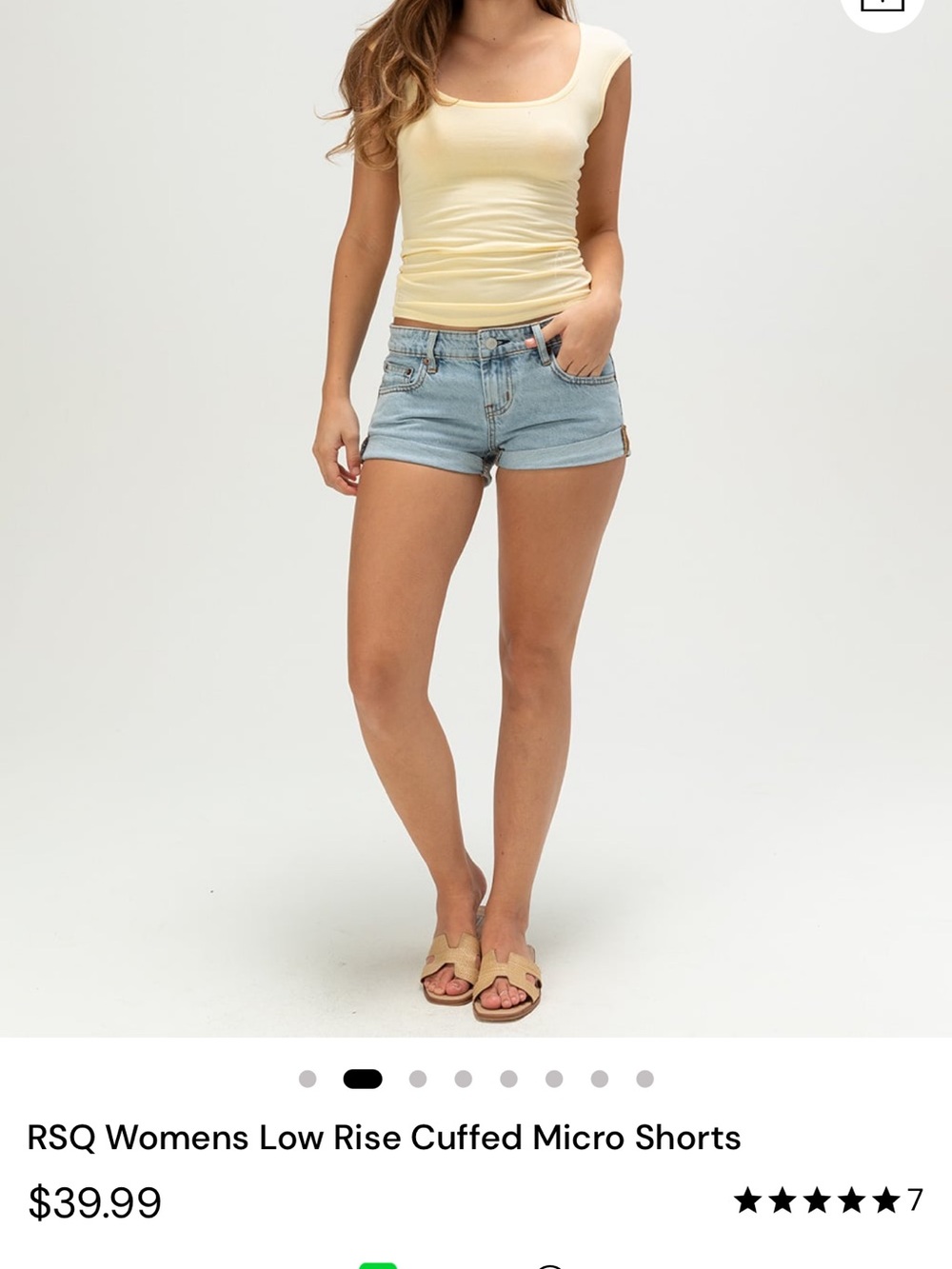 RSQ Light Blue Low-Rise Cuffed Denim Micro Shorts with Embroidered Starfish - Picture 3 of 3